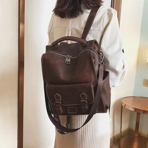Brand Women Leather Backpack Teenage Girl Fashion Large Capacity School Bag Lady Vintage Daily Shopping Travel Backpacks Mochila