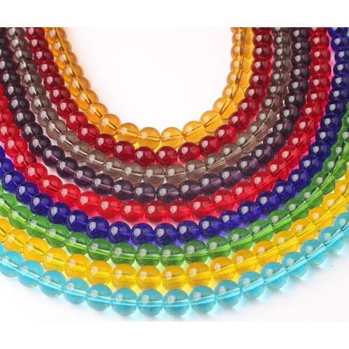 New Fashion Colorful Glass Beads Round Loose 15" Size Strand 4 6 8 10 12MM Beads for Jewelry Making DIY Bracelets Necklace