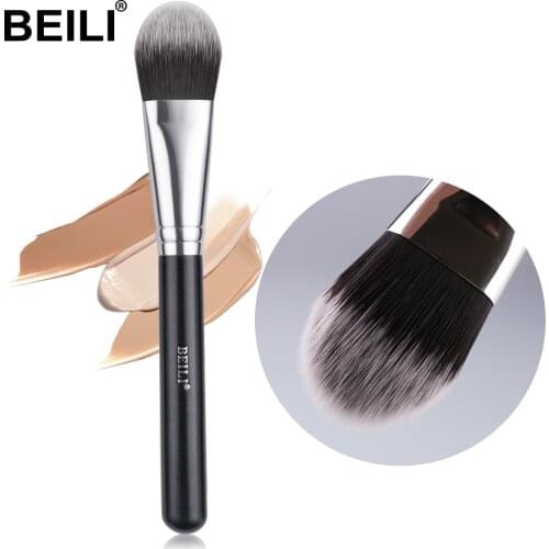 BEILI Black Concealer Makeup Brushes Professional Flat Foundation Brush Synthetic hair Single Mask Brush Make Up Tools
