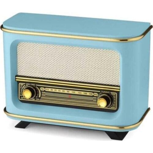 Wooden Rechargable Nostalgic Radio Blue