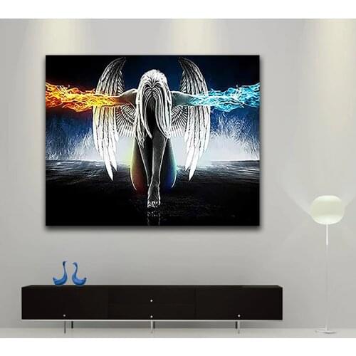 DIY colorings pictures by numbers with colors Ice and fire angel picture drawing painting by numbers framed Home