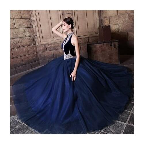 100% real navy beadingl court long medieval dress Renaissance Gown princess cosplay Victorian/Marie Antoinette bell ball gown