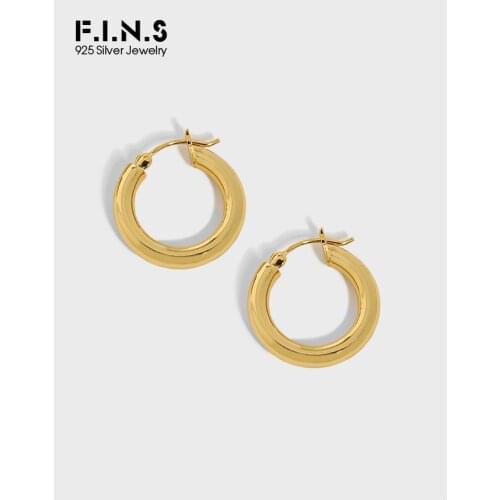 F.I.N.S Classic Geometric Circle Authentic S925 Sterling Silver Earrings Round Hoop Smooth Earrings Prevent Allergy Fine Jewelry