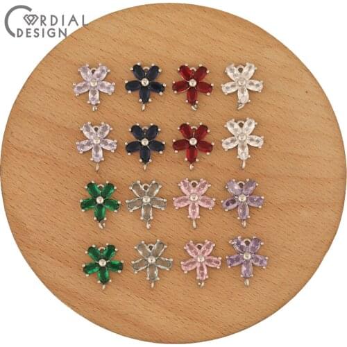 Cordial Design 50Pcs 13*15MM Jewelry Findings & Components/DIY Charms/CZ Connectors For Earrings/Hand Made/Jewelry Accessories