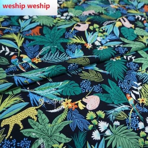 Cotton soft dress Tropical rainforest cartoon animals Satin silk fabric Satin de soie Satén шелк hanfu cloth DIY patchwork bag