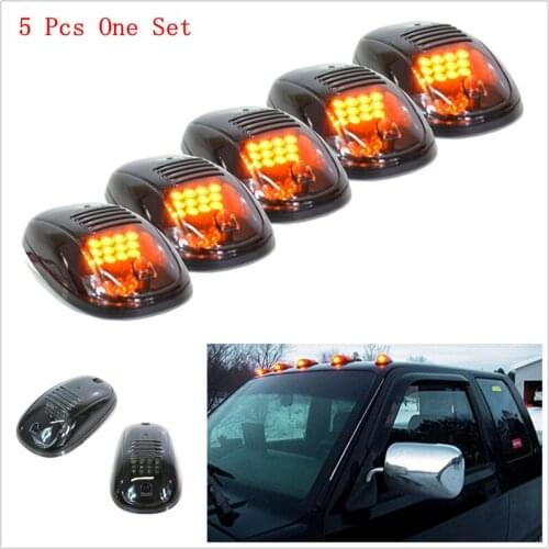 JX-LCLYL 5PCS Smoked Amber Cab Roof Top Running LED Light for Truck SUV Pickup 4x4