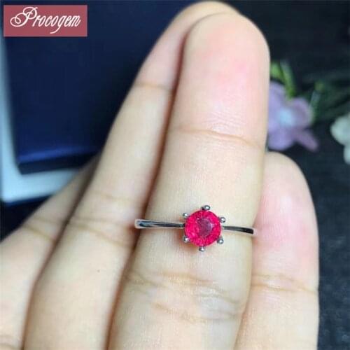 Natural Ruby ring 5X5mm Heated Genuine Gemstone female Ring 925 Sterling silver Party fine Jewelry Free Shipping #1054