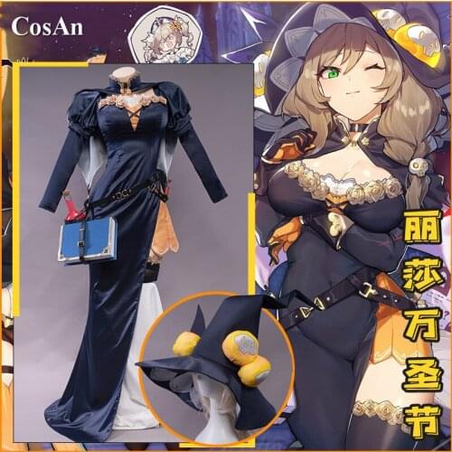 Game Genshin Impact Lisa Cosplay Costume Halloween Elegant Formal Dress Witch Uniforms Activity Party Role Play Clothing S-XL