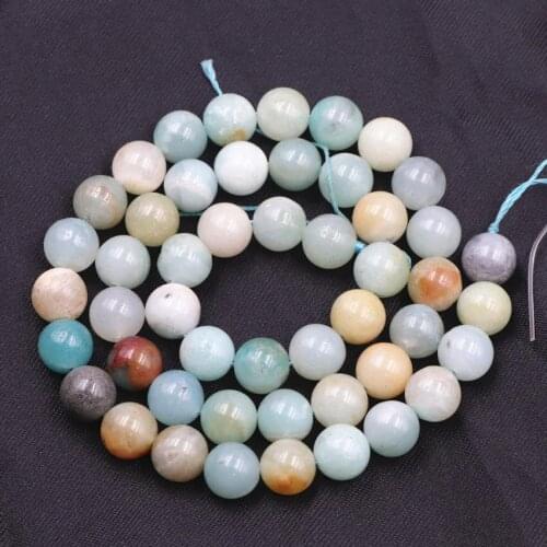 Charms DIY Accessories Round Natural Amazonite Stone 6 8 10mm Loose Beads for Jewelry Making Necklace Bracelet Finding 15" A272