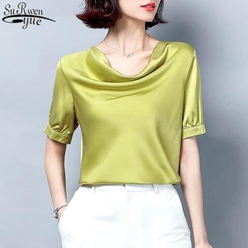 Summer Chiffon blouse 2021 Plus Size Loose Pullover Top Blusas Mujer Womens Office Casual Short-Sleeve Solid Women Blouse 10243