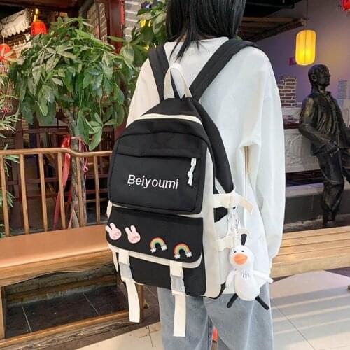Trendy All-match Fashion Womens Backpack Canvas Large Capacity Student School Bag Leisure Light Travel Backpacks