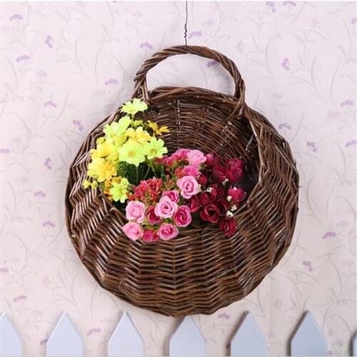 Natural rattan wall hanging basket hanging basket willow rattan basket flower pot simulation of flower plants