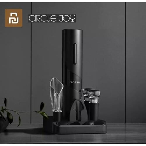 New Xiaomi Circle Joy Black Samurai 4In1 Electric Bottle Wine Opener Set Automatic Corkscrew Red Wine Kitchen Accessories Tools
