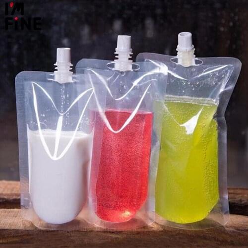 50pcs 100ml Stand up Plastic Drink Packaging Bag Spout Pouch for Beverage Juice Milk Wedding Party Drinking Pouches