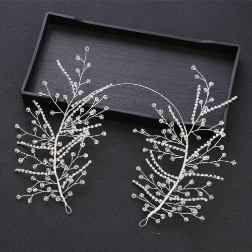 Simple rhinestone crystal mesh bride hair band hand-woven hair band Bride Wedding hair accessories Fashion Jewelry for women