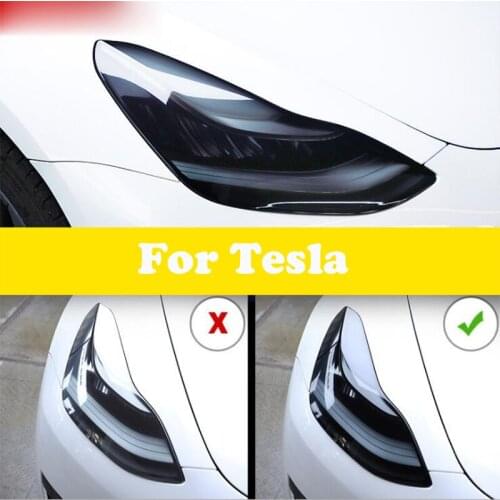For Tesla Model 3 TPU Transparent Black Film Car Headlight Protective Film Anti-scratch Sticker Car Styling 2 Pcs For Model S X