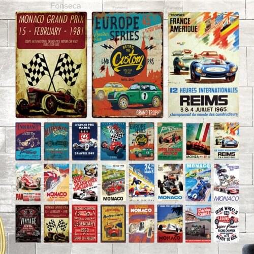 Vintage Racing Monaco Metal Poster Metal Tin Sign Plaque Metal Vintage Home Decorative Iron Plate Wall Decor