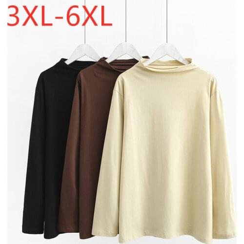 2020 autumn winter korean style plus size basic tops shirt for women large loose casual long sleeve beige blouse 3XL 4XL 5XL 6XL