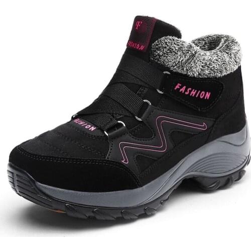 Heidsy Winter Women Warm Snow Boots Large Size Woman Waterproof Non-slip Warm Plush Ankle Boots For Women Wedge Boots