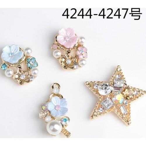 50pcs Imitation Crystal Pearl Flower Star Charm Pendants For DIY Earring Jewelry Making Finding Charms Accessories