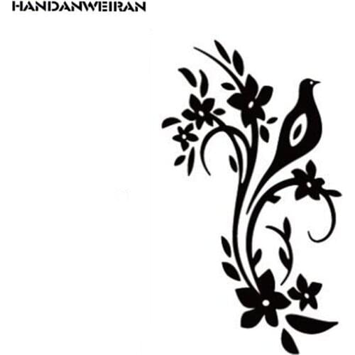 1Pcs Flower Vine Bird Black Carved Wall Sticker Home Decor For Living Room Bedroom Bathroom Study Removable Personality
