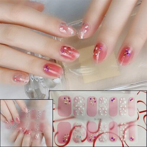 14 Tips/Sheet Nail Polish Strips DIY Waterproof Nail Wraps Flower Pattern Nail Stickers Nail Patch for Women