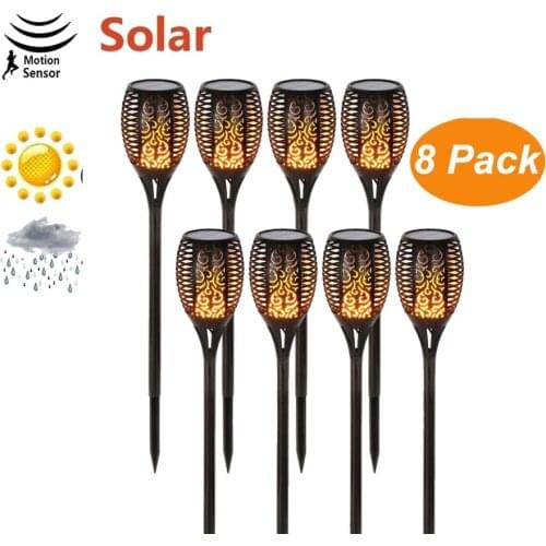 2-8 pcs LED Solar Flame Lights Outdoor Led Solar Garden Light IP65 Waterproof Dancing Flame Torches Lamp for Courtyard Garden Ba