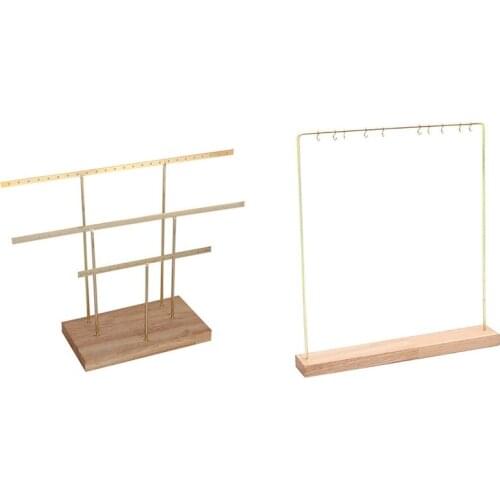 2PCS Hanging Jewelry Display Rack Tree Organizer Metal Rack with Fashion Jewelry Display Rack Stand Holder