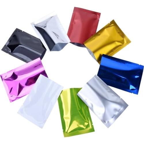 200Pcs/ Lot Open Top Colored Aluminum Foil Heat Seal Food Vacuum Package Bag For Snack Beans Packaging Flat Mylar Pack Pouches
