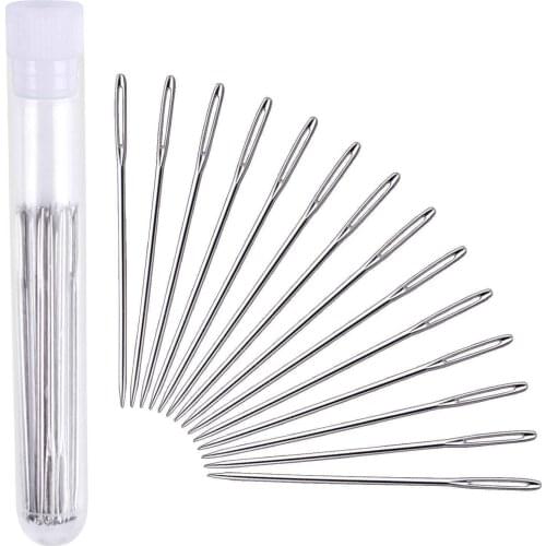 30pcs 5.2 cm Large-Eye Stitching Needles Hand Sewing Needles for Leather Projects with Clear Bottle