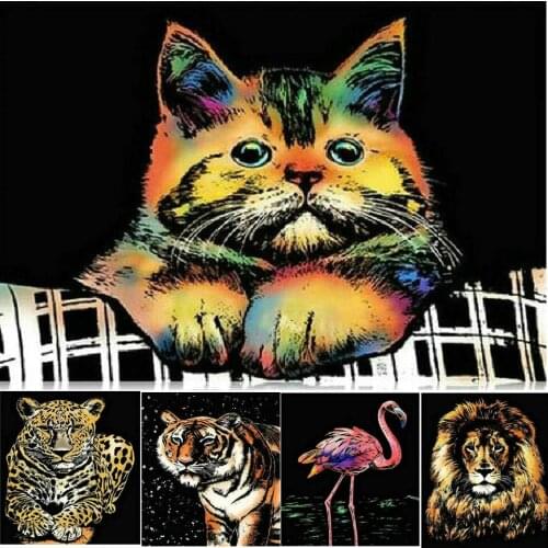 5d Diy Diamond Painting Color Painting Lion Tiger Flamingo Cat Full Square Round Diamond Embroidery Animal Mosaic Wall Art Decor