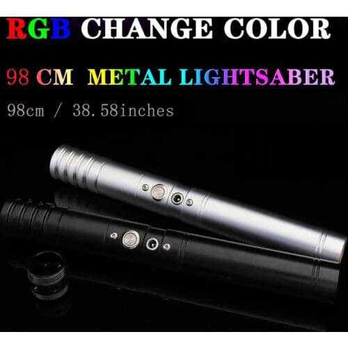 98cm RGB Change Color Metal Lightsaber LED Luminous Toys Cosplay Metal Handle Outdoor Lighting and Sound Stick Sword Weapon Toy