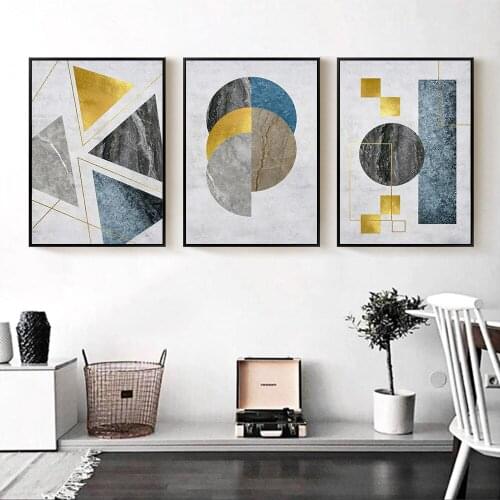 Abstract Triangle Hexagon Geometry Mosaic Combination Canvas Paintings Poster And Print HD Home Decorative Wall Art Pictures