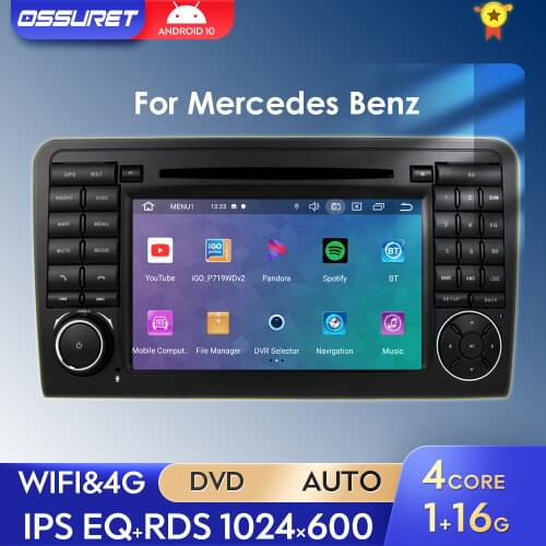 Android 10.0 7 Inch 2 Din Car DVD radio For Mercedes Benz GL ML CLASS W164 ML350 USB Steel wheel control RDS DVR Free Camera