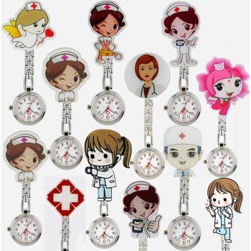 10pcs/lot Fashion Lovely 3D Cartoon Smile Nurse Doctor Hospital Women Mens Medical Nurses Day Hang Clips Pocket Watches Clock