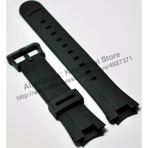 Black Rubber Watch Band / Strap Compatible for Casio EF-305-1AV , EF-305-9AV