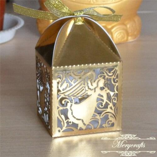 Birthday giveaways laser cut angel baby shower party birthday favor gift boxes