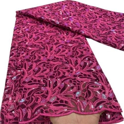 Fuchsia Sequins African Lace Fabric 2021 Green High Quality Nigerian French Tulle Lace Fabric Sequined Mesh For Wedding Sew