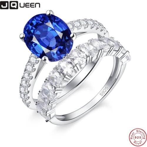 925 Sterling Silver Womens Rings Jewelry Ring 1ct Oval Blue Sapphire Olive White Cubic Zirconia Ring Wedding Gifts