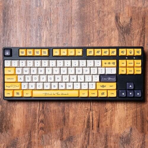 Angel And Devil Bee Design White Yellow Keycaps For Cherry Mx Switch Mechanical Gaming Keyboard 140keys XDA Profile PBT Key Cap