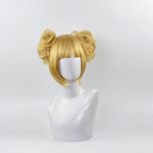 My Boku no Hero Academia Akademia Himiko Toga Wigs Short Light Blonde Ponytails Heat Resistant Cosplay Costume Wig + Wig Cap