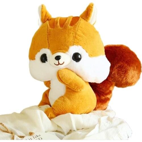 1pc Fluffy Super Soft Squirrel With Tail Plush Stuffed Squirrel Animal Toy Gift For Kids 30cm&40cm Sitting Height Ball Shape