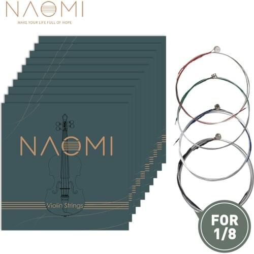 10 Sets NAOMI Full Set Violin Strings 1/8 Violin Strings G D A & E Strings Stainless Steel Core Violin Strings