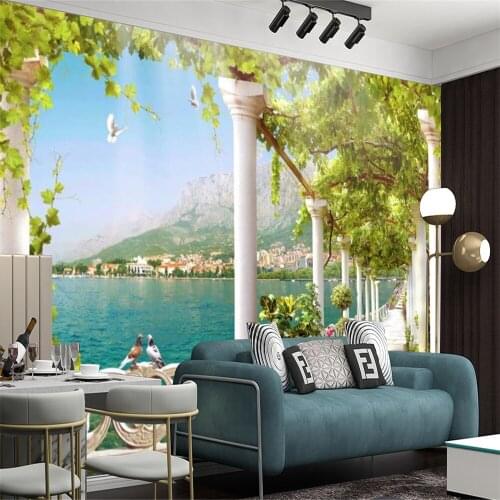 3d Modern Mural Wallcovering Wallpaper Green Grape Frame Promenade Beautiful Landscape Interior Home Decor Painting Wallpapers
