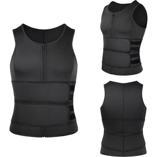 Neoprene Sweat Vest for Men Waist Trainer Vest Adjustable Workout Body Shaper with Double Zipper for Sauna Suit Male Shapewear
