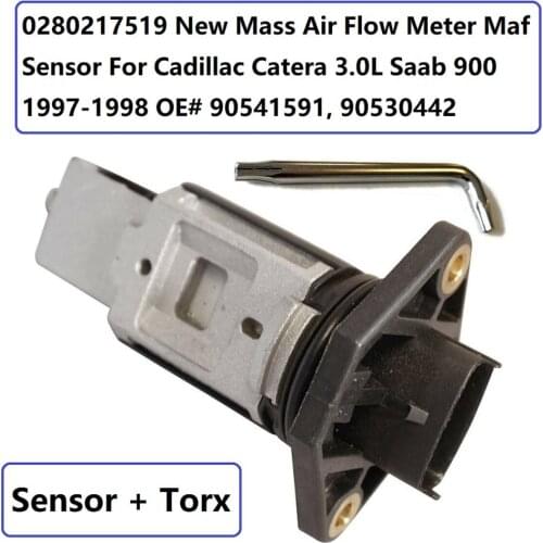 0280217519 New Insert Mass Air Flow Meter Maf Sensor + Torx For Cadillac Catera 3.0L Saab 900 1997-1998 OE# 90541591, 90530442