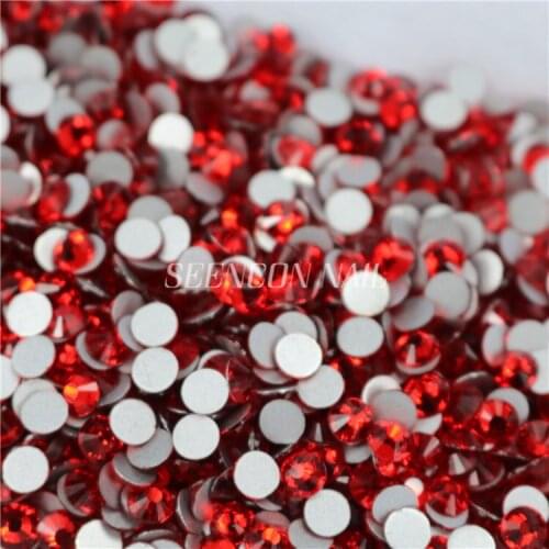 New 1440pcs/lot hot Light Siam flatback non-hotfix glue-on loose glitter rhinestone for nail art decoration nail crystals