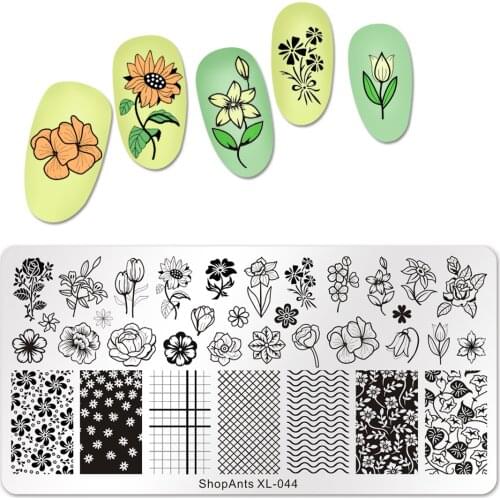 Newest Arrival SHOPANTS Beauty Deck Flower Theme Image Nail Art Mold Nail Art Stamping Template