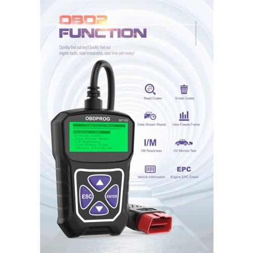 OBDPROG MT100 Automotive CAN OBD2/EOBD Diagnostic Scanner For Cars Code Reader Scan Tools Read Codes Trouble Multi-Language I/M
