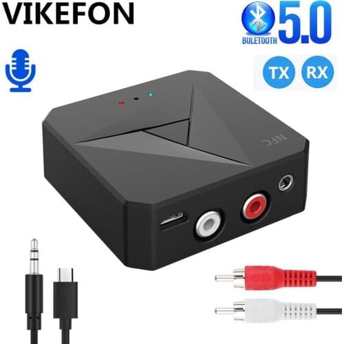 NFC Bluetooth 5.0 Receiver Transmitter Auto ON 3.5mm AUX Jack Music Wireless Audio Adapter Handsfree Call & Mic Car Kit For TV